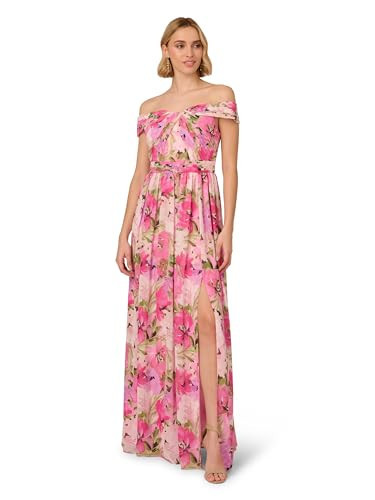 Adrianna Papell Women's Printed Off-Sholder Dress, Pink Multi, 4 | Amazon (US)