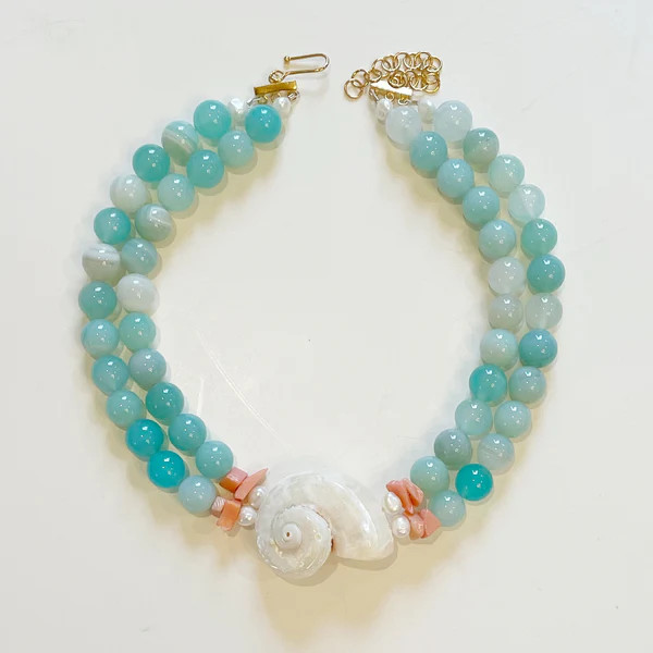 Boca Grande in sky blue and coral | Meg Carter Designs