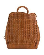 Leather Rectangular Woven Front Backpack | Marshalls