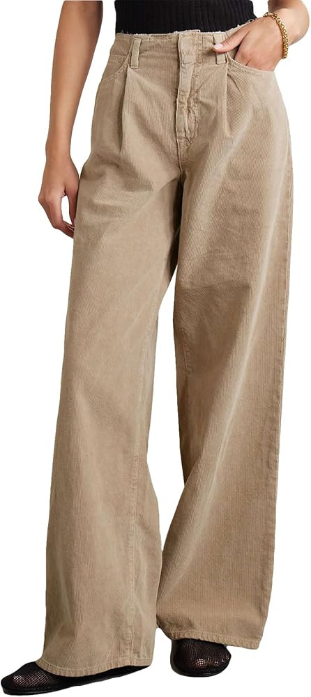 Women's High Waisted Wide Leg Corduroy Pants Vintage Loose Comfy Trousers with Pockets | Amazon (US)