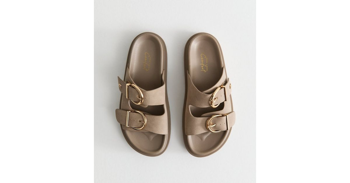 Wide Fit Brown Faux Leather Buckle Strap Sandals
						
						Add to Saved Items
						Remove fro... | New Look (UK)