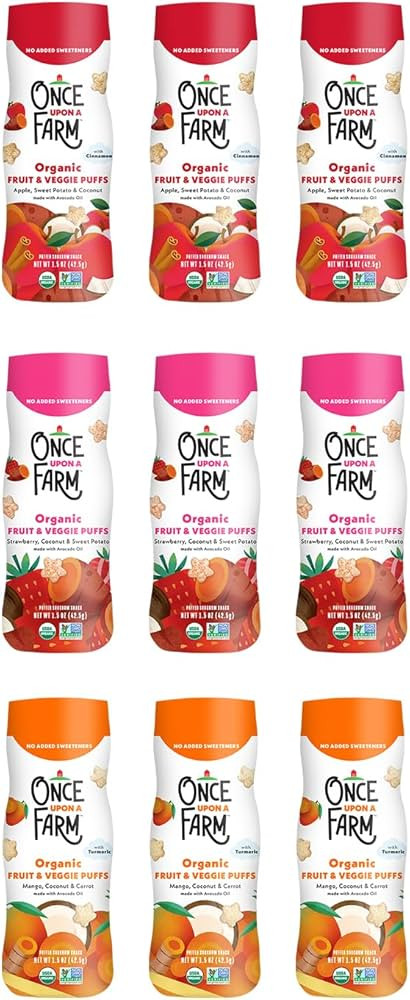 Once Upon a Farm Paquete variado de puffs orgánicos, batata de manzana, batata de fresa, zanahor... | Amazon (US)