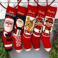 Personalized Knit Christmas Stocking Hand Wool, Santa, Elf | Etsy (US)