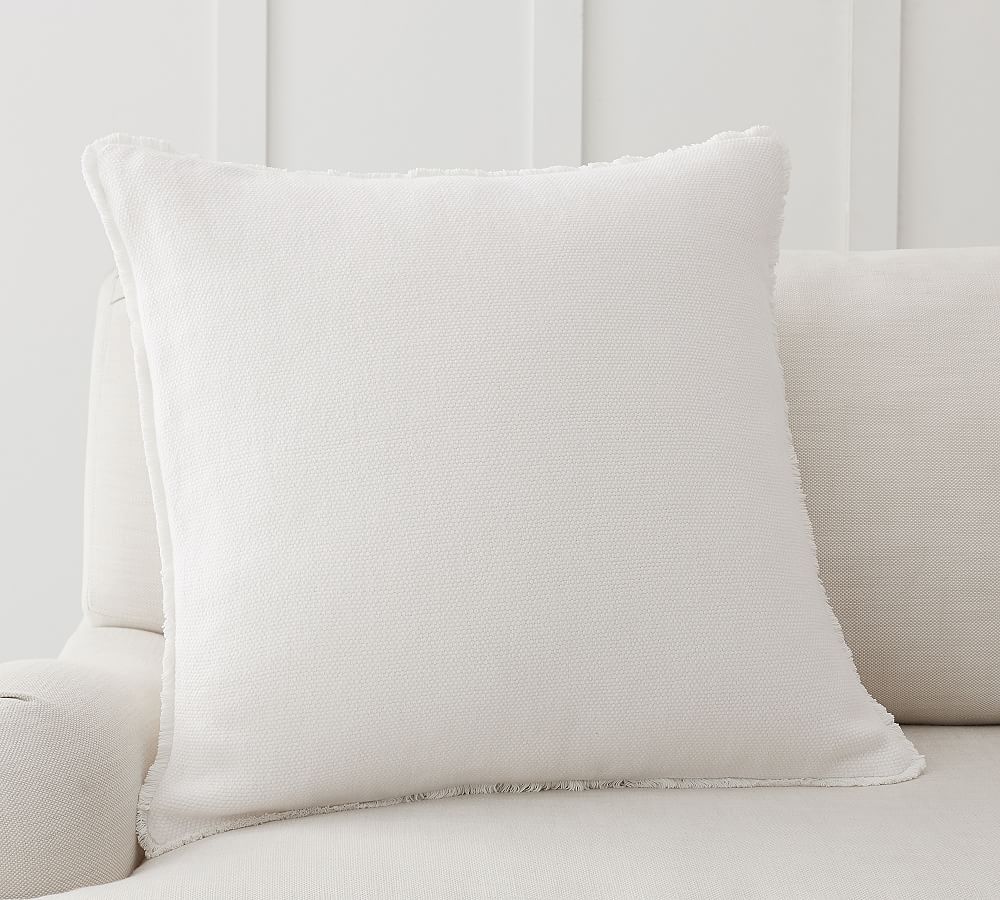 Willa Textured Fringe Pillow Cover, 22 x 22"", White | Pottery Barn (US)