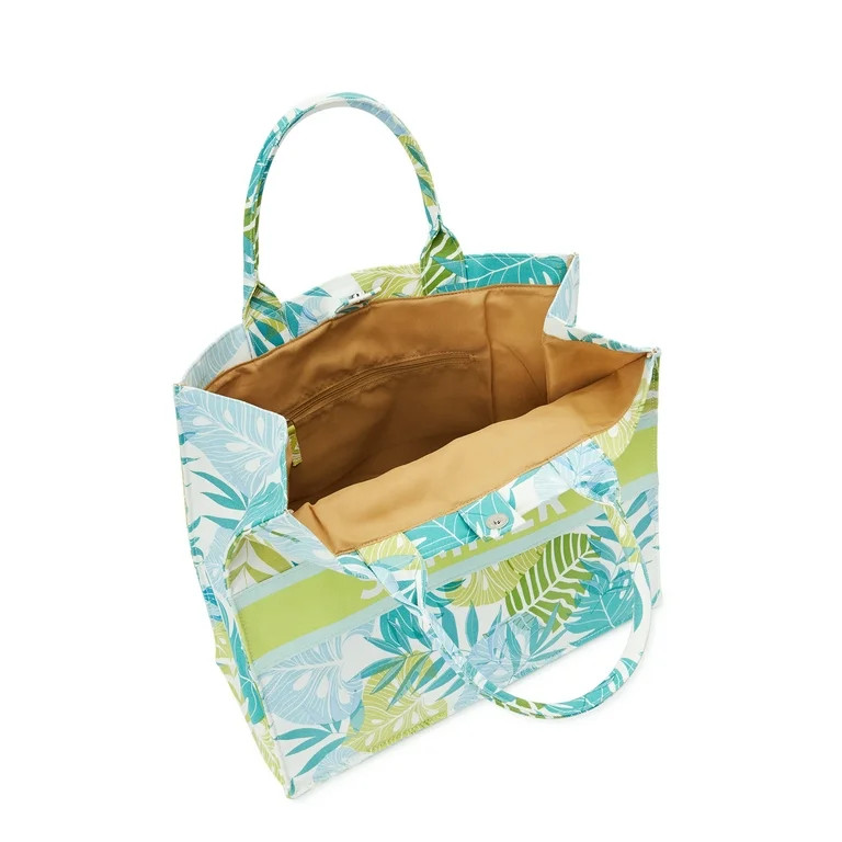 No Boundaries Women's Summer Canvas Print Tote Bag Opaline Green | Walmart (US)