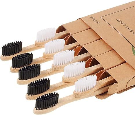 Amazon.com : Nuduko Biodegradable Bamboo Toothbrushes, 10 Piece BPA Free Soft Bristles Toothbrush... | Amazon (US)
