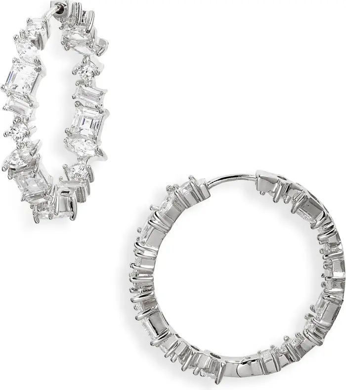 Cubic Zirconia Inside Out Hoop Earrings | Nordstrom