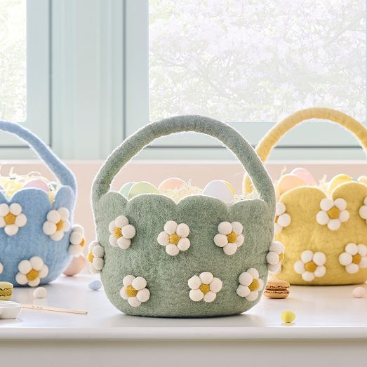 Felt Daisy Easter Baskets - Yellow | West Elm (US)