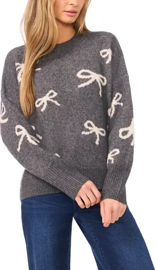 Bow Jacquard Crewneck Sweater | Nordstrom
