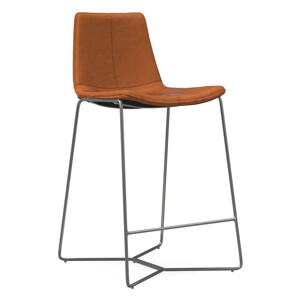 Slope Leather Bar & Counter Stools | West Elm (US)