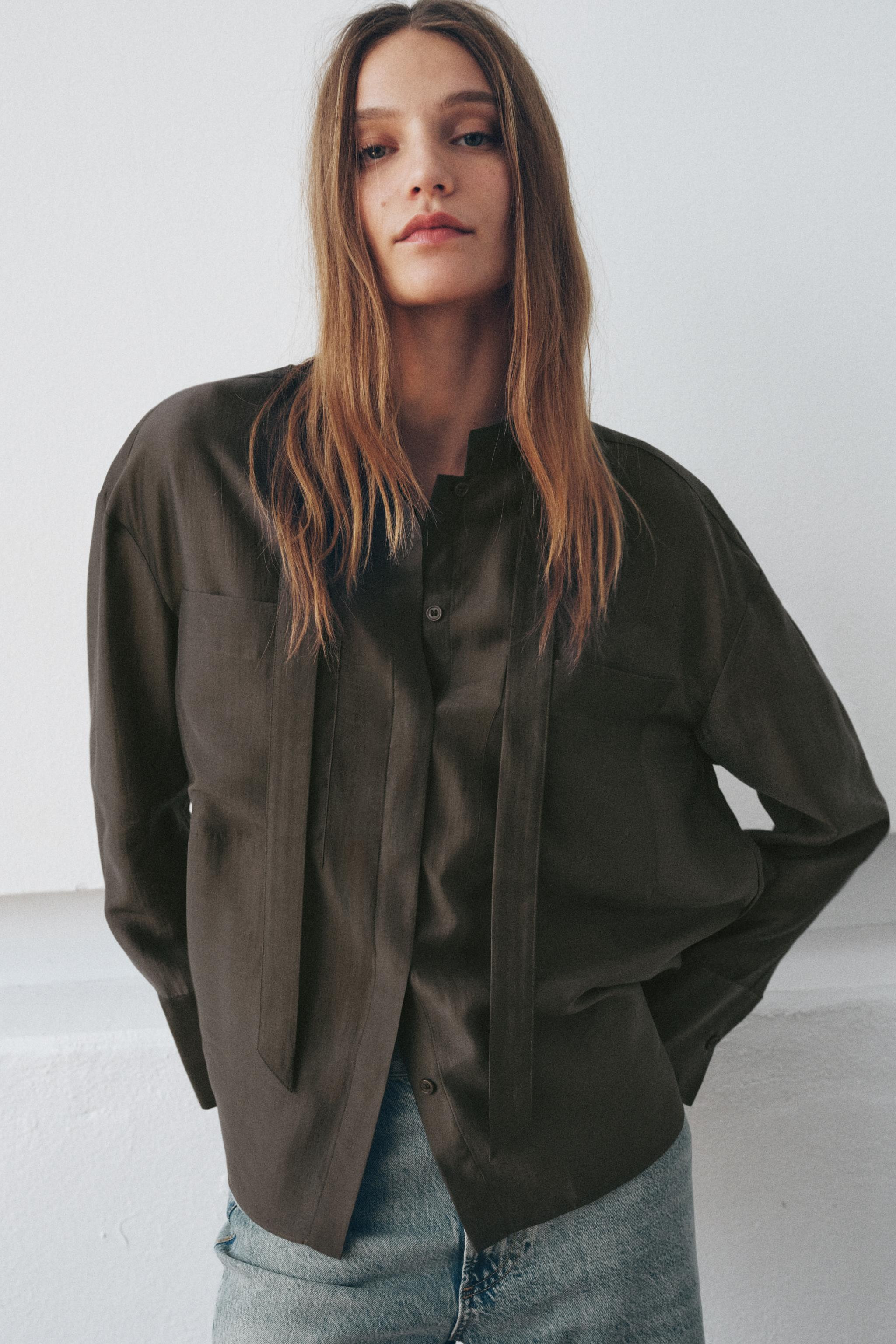 ZW COLLECTION BOW POCKET SHIRT | Zara US