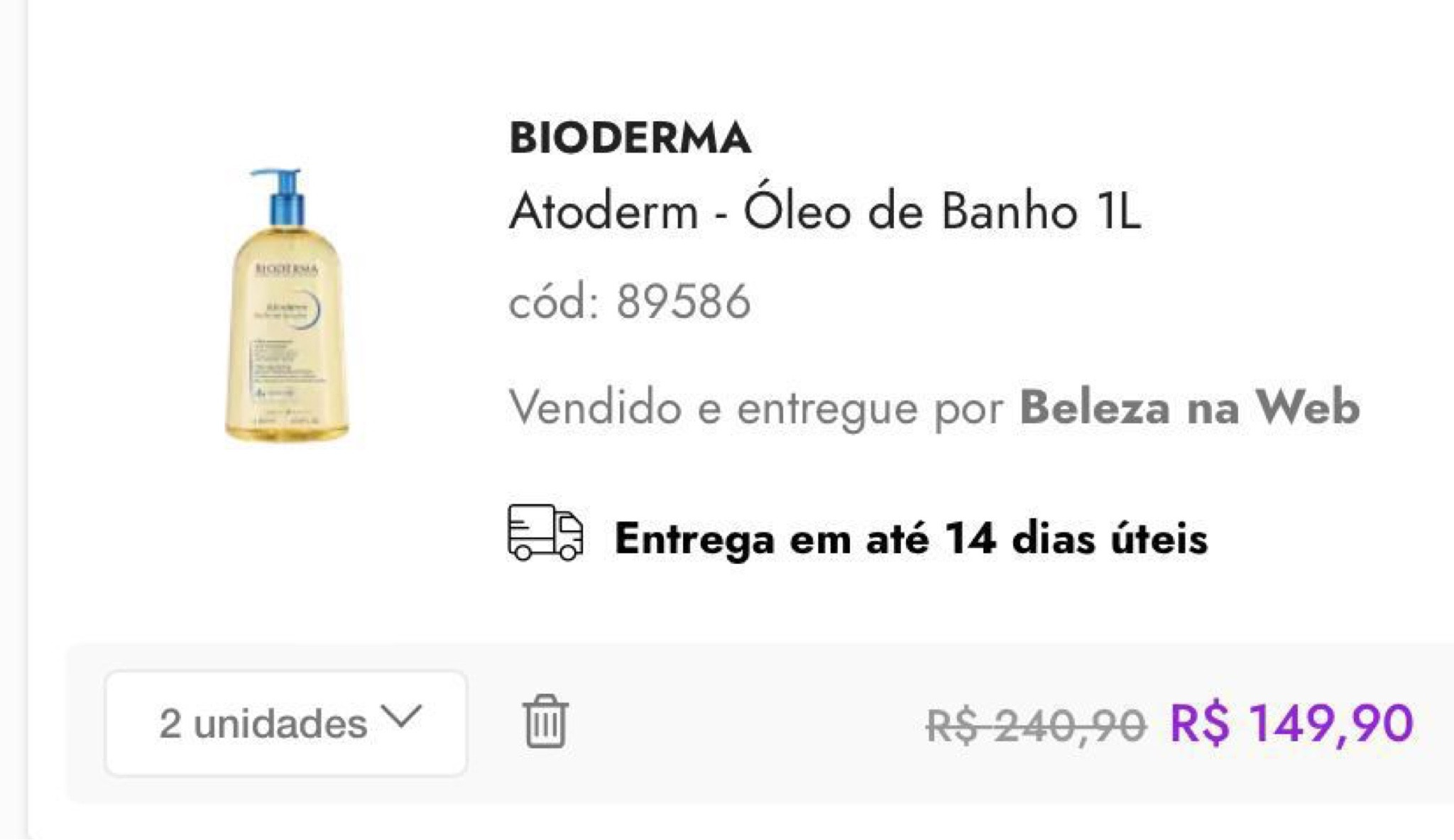 🚨🚨🚨 *Esse também tá!!!*
*2 unidades por esse valor*

🏷️  *1 LITROOO!* Bioderma Atoderm - Óleo de Banho 1L

*Por R$149* os dois 😱😱😱*R$75 CADA LITROOO!!!*

⚠️ cupom: *BIODERMA* (precisa colocar 2 unidades no carrinho)



#LTKbrasil #LTKSeasonal #LTKbeauty