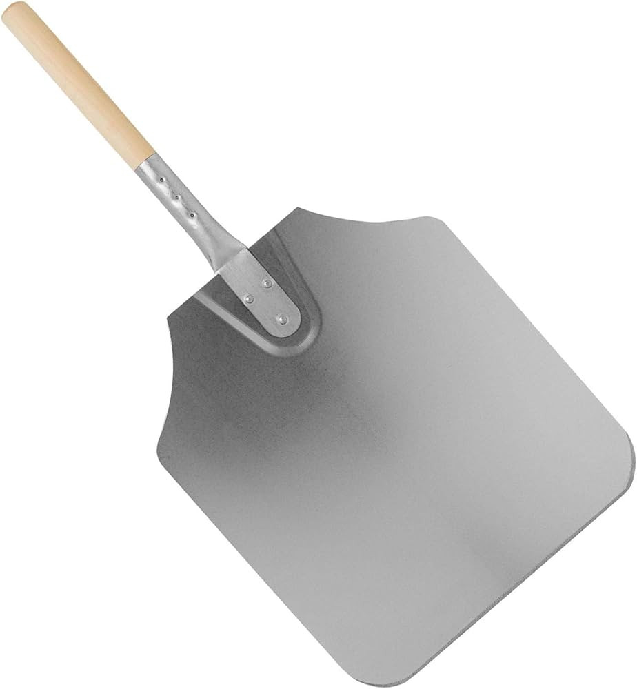 Metal Pizza Peel Shovel 12 Inch Wide Aluminium Paddle with 10 Inch Wooden Handle - Outdoor Indoor... | Amazon (UK)