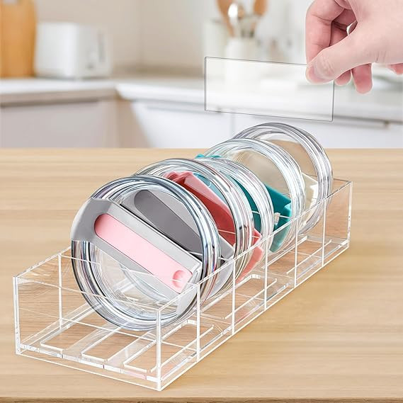 Acrylic Tumbler Lid Organizer for Stanley Cup Accessories, Cabinet Pantry Kitchen Organizers and ... | Amazon (US)