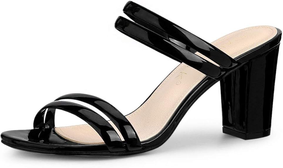 Allegra K Women's Clear Strappy Heel Slide Mule Block Heel Sandal | Amazon (US)