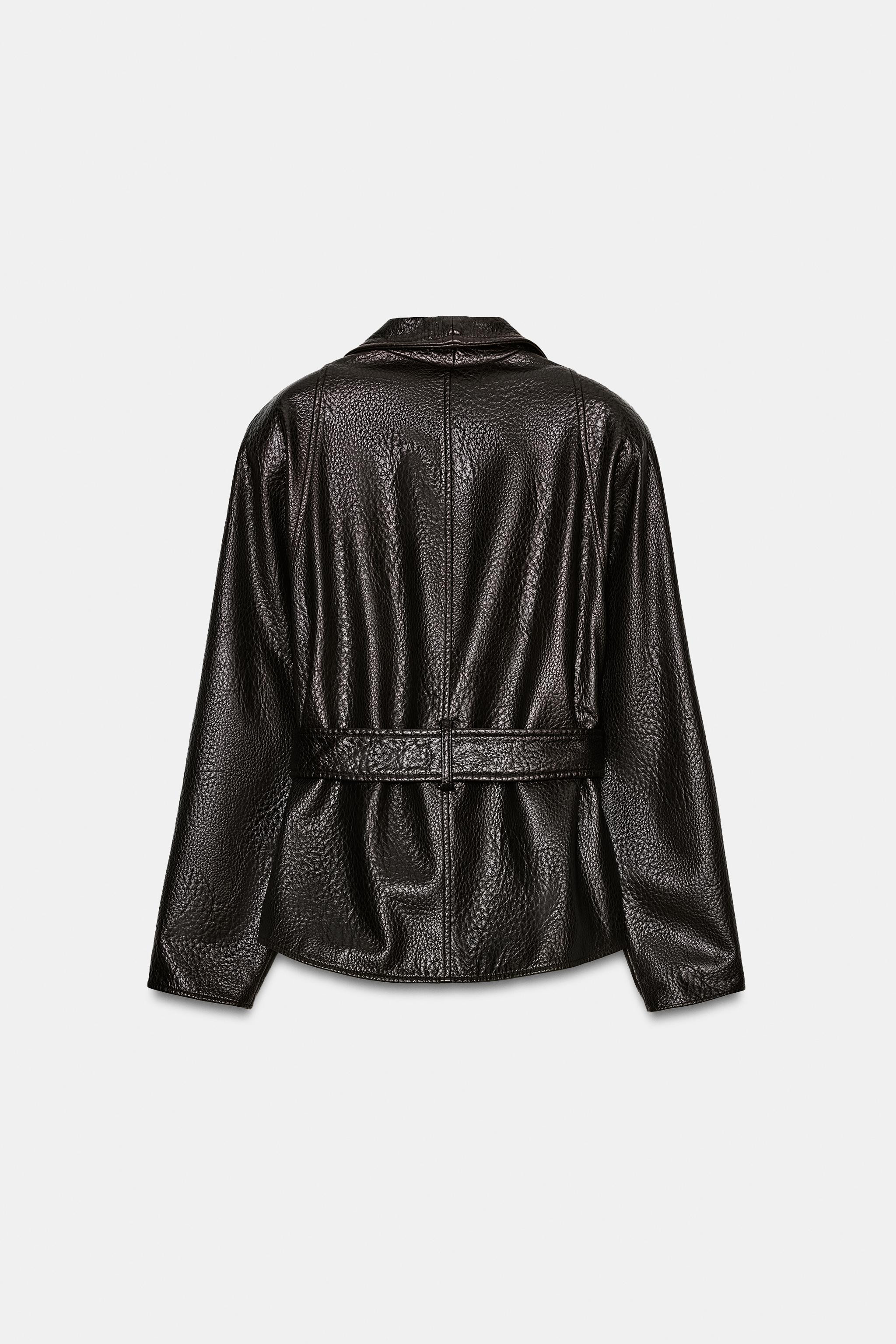 ZW COLLECTION FAUX LEATHER BELTED JACKET | Zara US