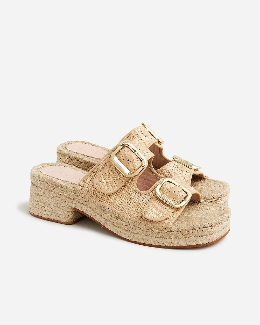 Made-in-Spain block-heel espadrilles in faux raffia | J. Crew US