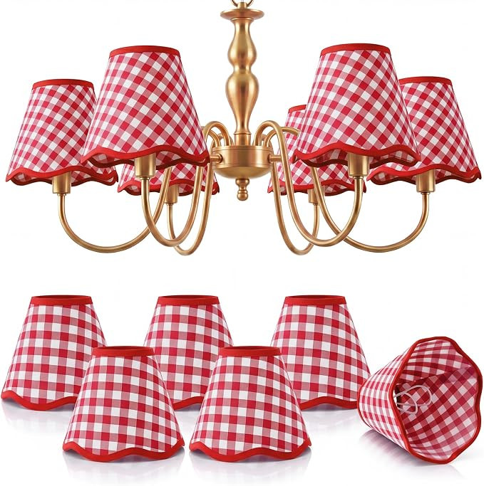 2.9" Top x 5.9" Bottom x 5.1" High, Mini, Scalloped, Bell Shade, Petal Edge, Clip on Bulb, Living... | Amazon (US)
