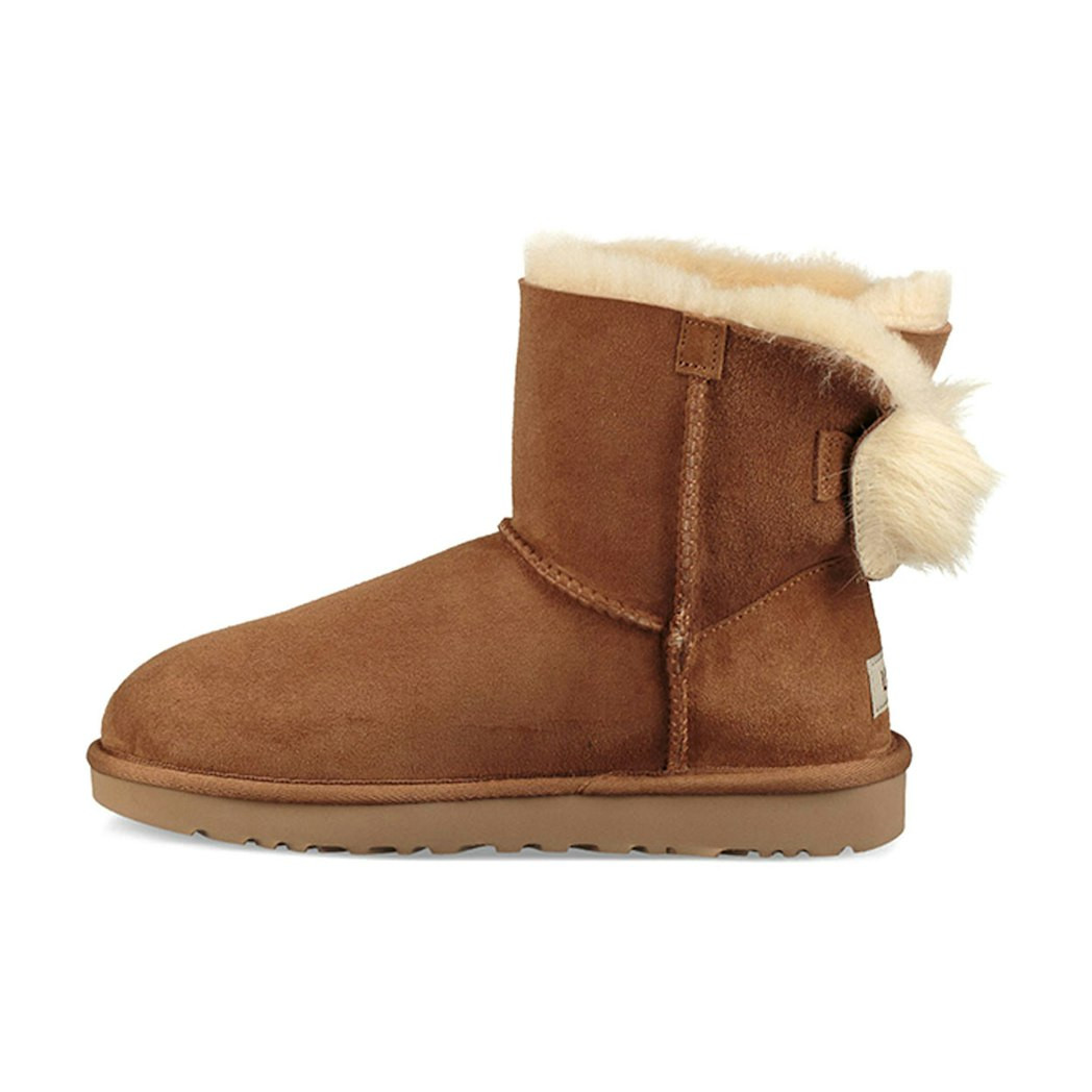 (W) UGG Fluff Bow Mini Fleece Lined Brown US 7W | Novelship