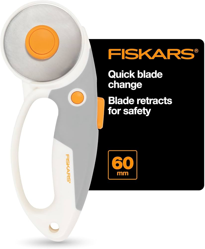Fiskars 60mm Rotary Cutter for Fabric - Titanium Rotary Cutter Blade - Craft Supplies - Crafts, S... | Amazon (US)