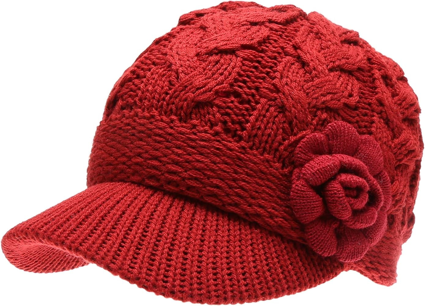 MIRMARU Women’s Knitted Newsboy Hat Double Layer Visor Beanie Cap with Soft Warm Fleece Lining | Amazon (US)