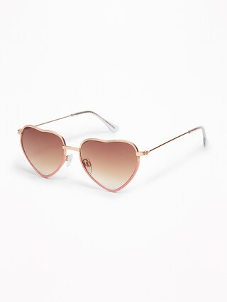 Old Navy Girls Two-Tone Heart-Shaped Sunglasses For Girls Rose Gold Size One Size | Old Navy US
