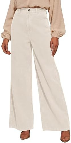 Sidefeel Women's Corduroy Pants Casual High Waisted Baggy Wide Leg Elastic Waist Loose Trousers w... | Amazon (US)