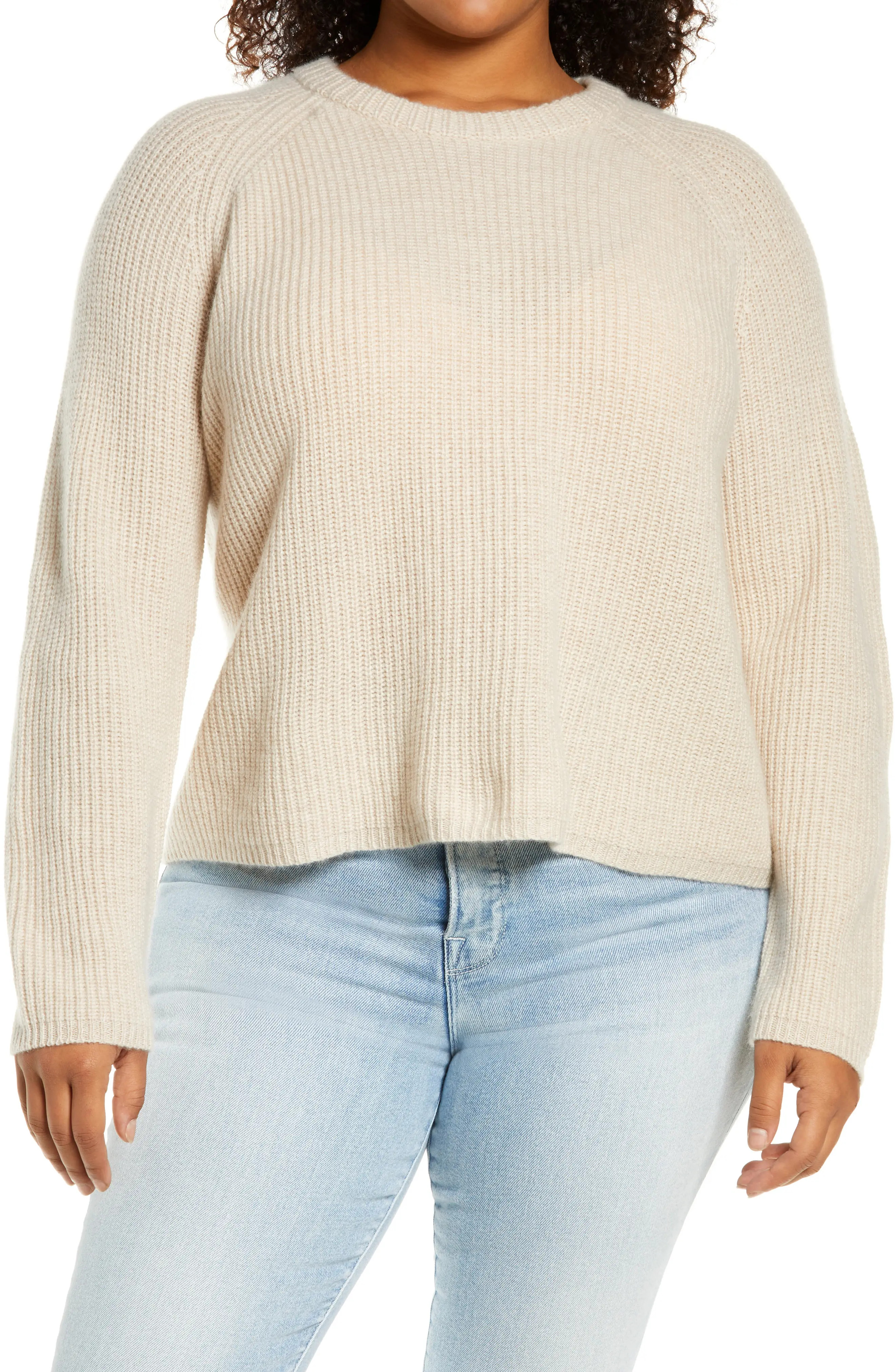 Jenni Kayne Cashmere Fisherman Sweater, Size 1X in Oatmeal at Nordstrom | Nordstrom