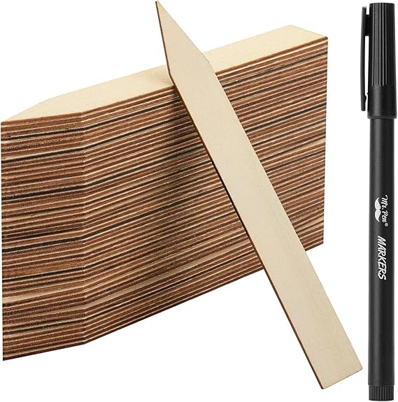 Mr. Pen - Wood Plant Labels with Marker, 100 Pcs, 6" Wooden Plant Markers | Amazon (US)