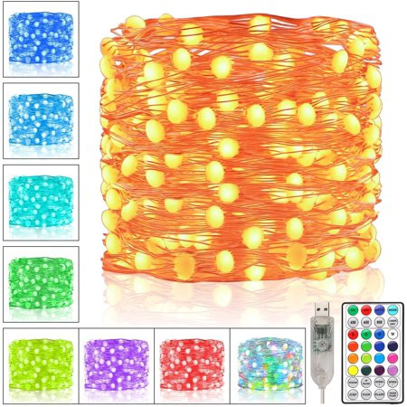 Fairy Lights Color Changing LED String Lights 66ft 200 Copper Wire Lights USB with Remote Timer Twin | Walmart (US)