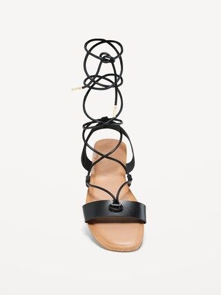 Faux-Leather Lace-Up Gladiator Sandals for Women | Old Navy (US)