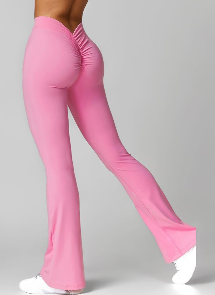 Women V Back Scrunch Butt Lifting Flared Pants High Waist Bootcut Yoga Pants with Tummy Control G... | Amazon (DE)