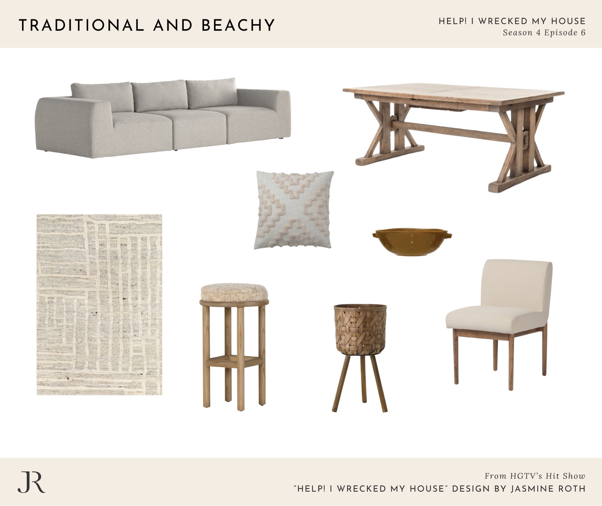 Shop the look - Help! I Wrecked My House Season 4 Episode 6 featuring traditional and beachy design style with natural, timeless elements #homedecor #interiordesign #homedesign #budgetdecor #livingroom

#LTKHome