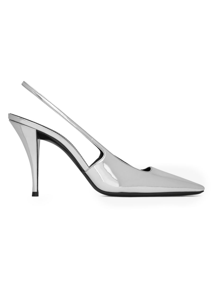 Blade Slingback Pumps In Mirrored Leather | Saks Fifth Avenue
