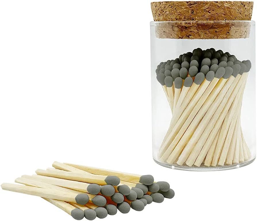 2" Gray Matches in a Chic Jar + Striker Stickers Included | 100 Stylish Decorative Safety Matches... | Amazon (US)