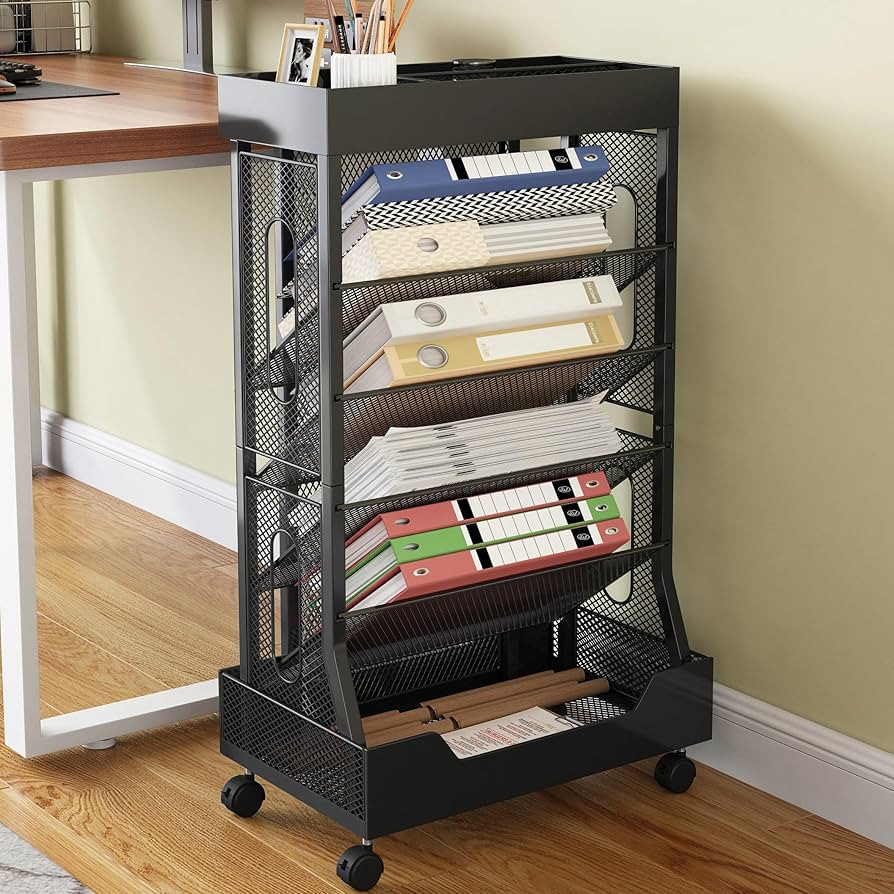 COVAODQ COAVODQ Book Cart with Wheels Mobile Bookshelf Rolling Bookshelf Organizer Bookcase Book ... | Amazon (US)