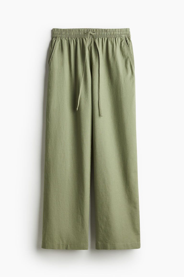 H & M - Linen-blend Pants - Green | H&M (US + CA)