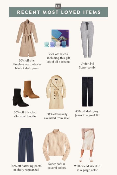 recent most loved items including some great gift ideas and petite winter items // Cyber Week sales 

•Ted Baker Rose wool coat - size 0 is a slim fit and I shortened the sleeves 
•Tatcha holiday gift sets - this one is my favorite and my everyday cream is the Dewy ski cream 
•Zella petite joggers - I wear xxs and gifted to my MIL too
•Ann Taylor block heeled sock booties - size 5 
•J.Crew icon trench coat - 00 petite is an above the knee fit with removable hood 
•Madewell jeans - 24P is a great fit on me without hemming needed
•A&F trousers - xs short / 24 short fits me best . If buying in the older letter sizing version then I had to size up from xxs short. If buying from newer listing then it’s TTS and I took my usual 24. 
•J.Crew mockneck sweater - xxs
•Quince silk skirt - xs is a longer midi length in me measuring 25” at the elastic waist 

#petite

#LTKstyletip #LTKSeasonal #LTKGiftGuide