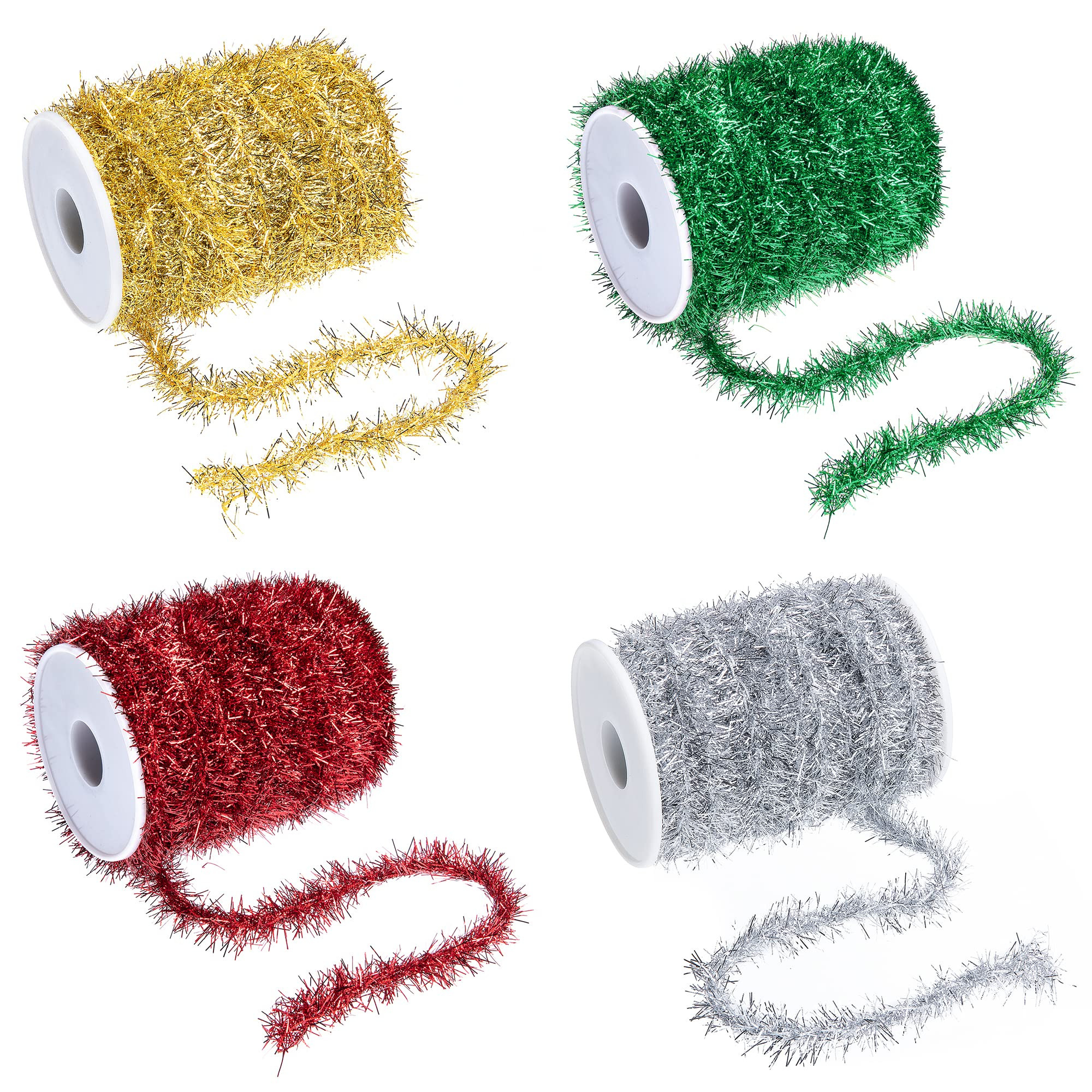 Sfcddtlg 21.8Yard Glitter Christmas Tinsel Garland-4 Color Thin Christmas Tinsel Ribbon Garland f... | Amazon (US)