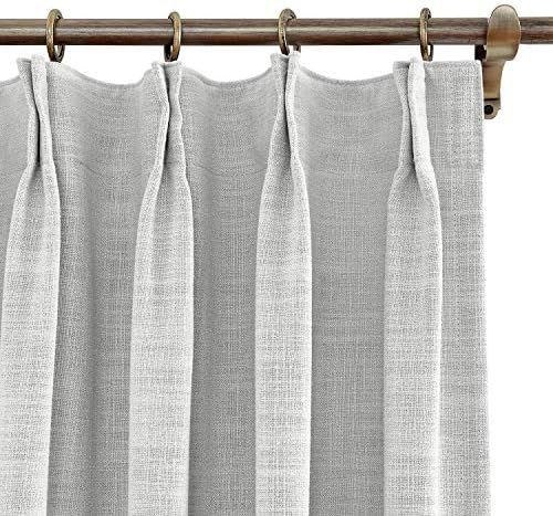 Drapifytex Pinch Pleat Drapery Beige White Faux Linen Room Darkening Curtain, Bedroom Curtain Living | Amazon (US)