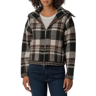 KUT from the Kloth Rue Zip Sweater Knit Jacket in Chocolate at Nordstrom, Size Large | Nordstrom
