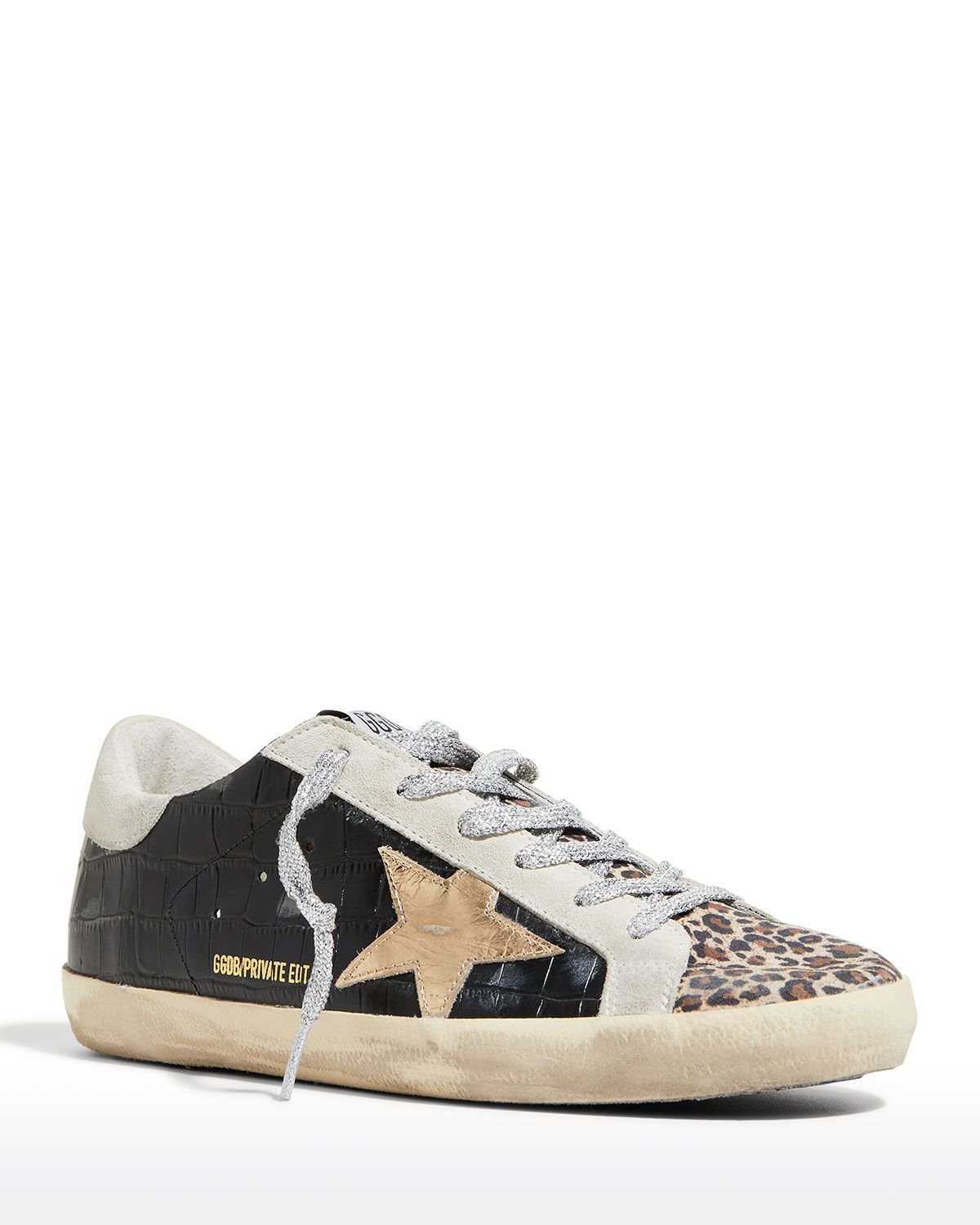 Golden Goose Super Star Croc & Leopard-Print Low-Top Sneakers | Neiman Marcus