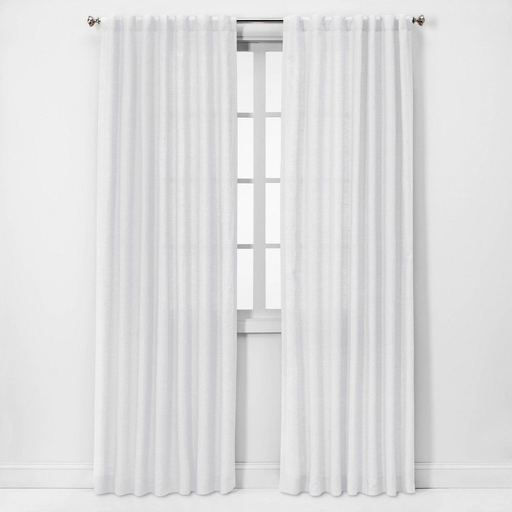 95""x54"" Light Filtering Linen Window Curtain Panel White - Threshold | Target