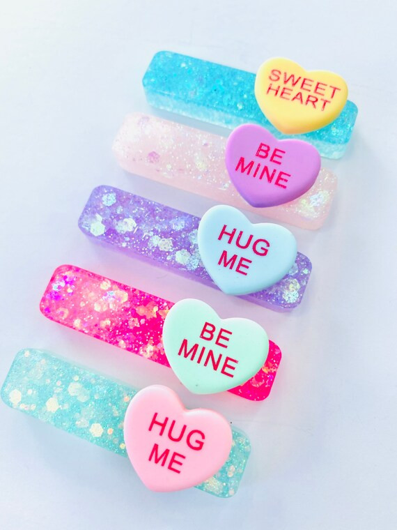 Valentines Day Hair Clips for Girlsconversation Heart Hair | Etsy | Etsy (US)