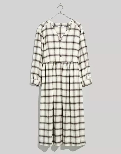Flannel Button-Front Midi Dress | Madewell