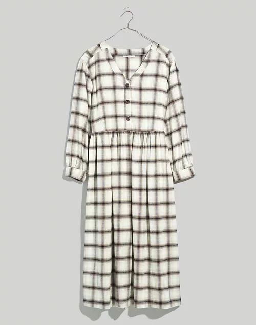 Flannel Button-Front Midi Dress | Madewell
