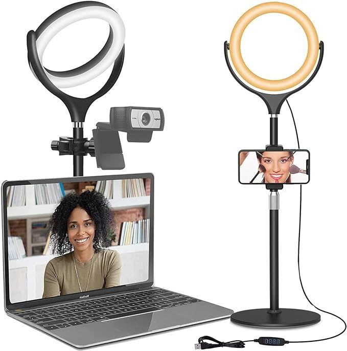 Amazon.com : Computer Ring Light for Video Conference Lighting, Desktop Ring Lights with Stand fo... | Amazon (US)