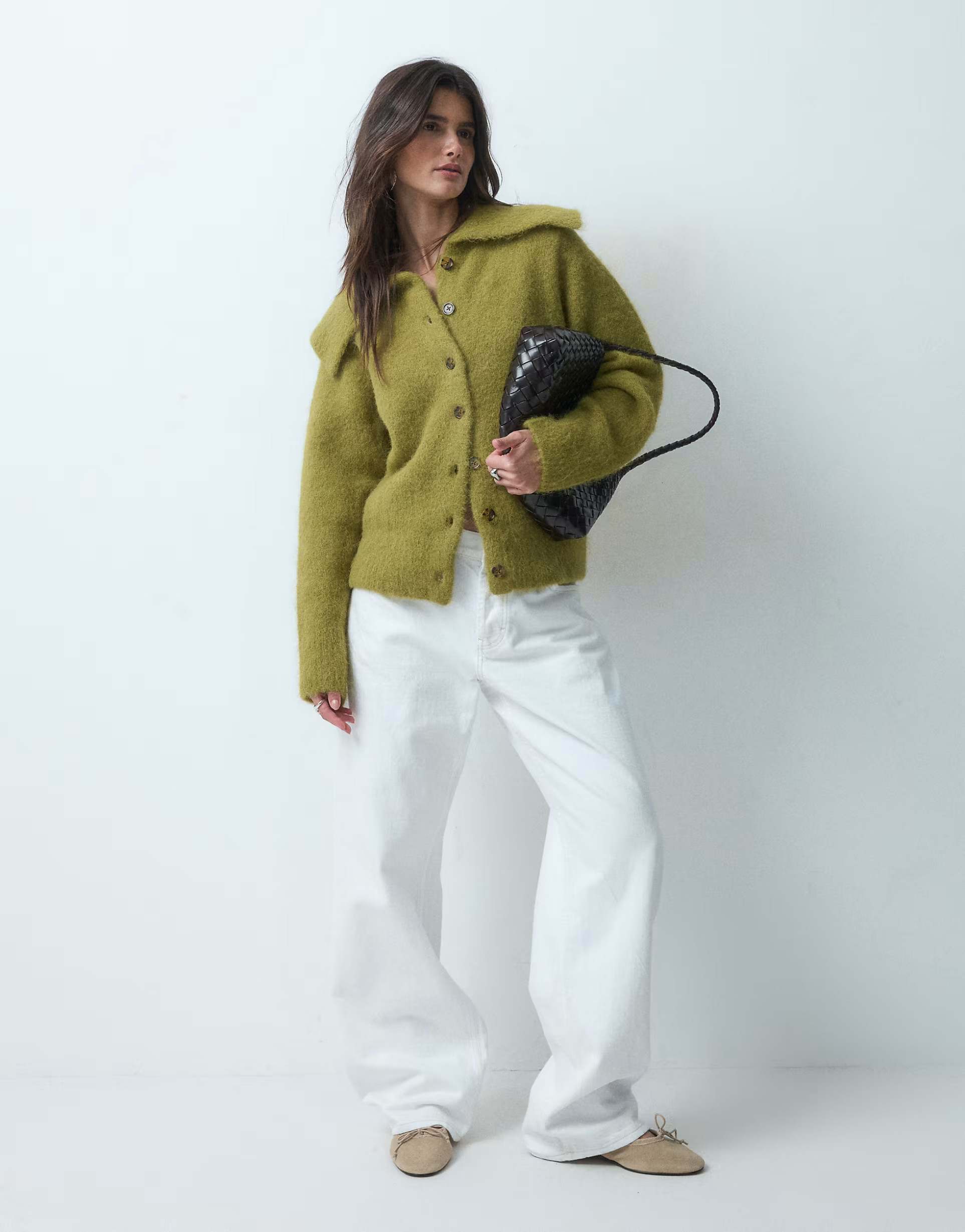 \u203a ASOS DESIGN waisted collared cardigan in olive | ASOS (Global)