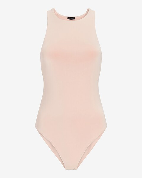 Body Contour Double Layer High Neck Thong Bodysuit | Express