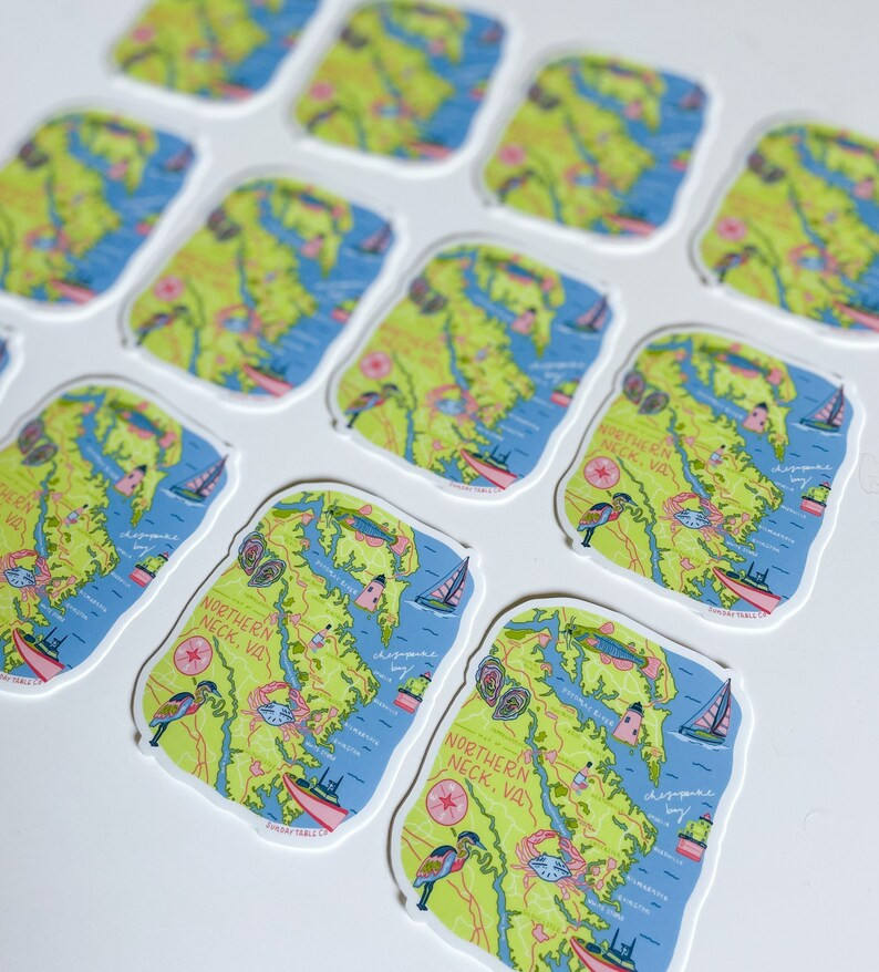 Northern Neck Map Sticker Virginia Map Die-cut Stickers Vinyl Sticker for Laptop, Water Bottle, E... | Etsy (US)
